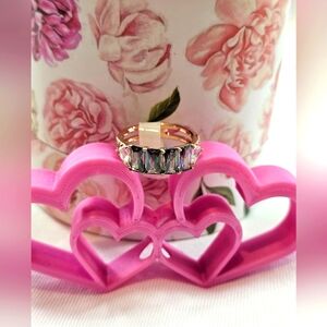 Bomb Party Ring size 8, Main stone Lab Created Rainbow Topaz,  Rose Gold Plating